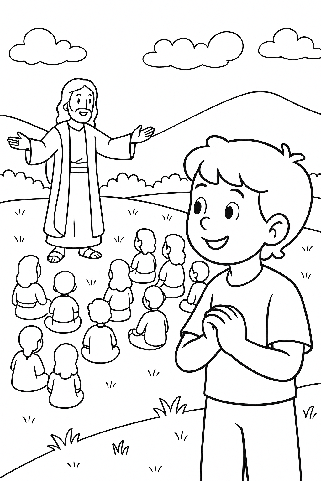 Jesus ensinando a multidão